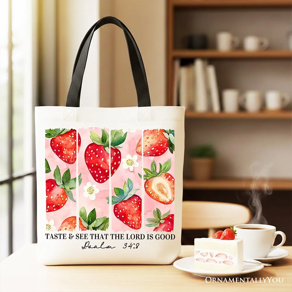 Taste and See That The Lord is Good Strawberry Canvas Tote Bag, Christian Faith Gift Shopper sold by Zulily product image thumbnail 5