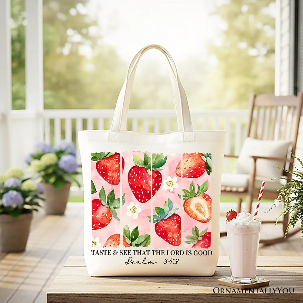 Taste and See That The Lord is Good Strawberry Canvas Tote Bag, Christian Faith Gift Shopper sold by Zulily product image thumbnail 4
