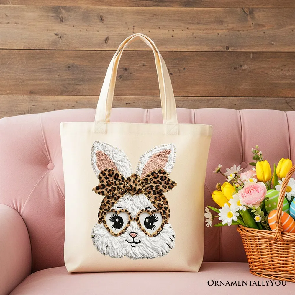 Easter Bunny Leopard Bow Tote Bag, Coquette Printed Faux Embroidery Girly Spring Gift Shopper sold by Zulily product image thumbnail 5