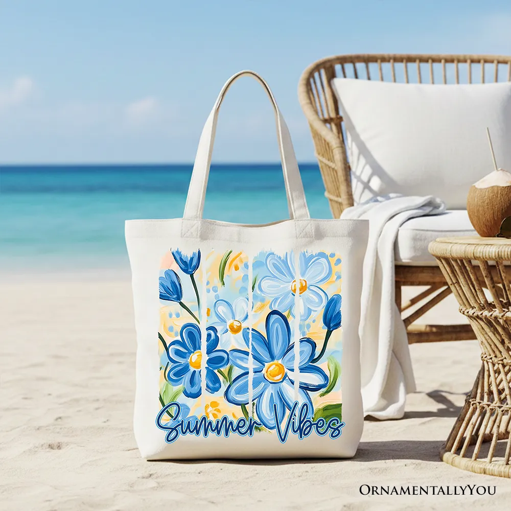 Summer Vibes Brushstroke Flowers Tote Bag, Aesthetic Gift Shopper sold by Zulily product image thumbnail 4