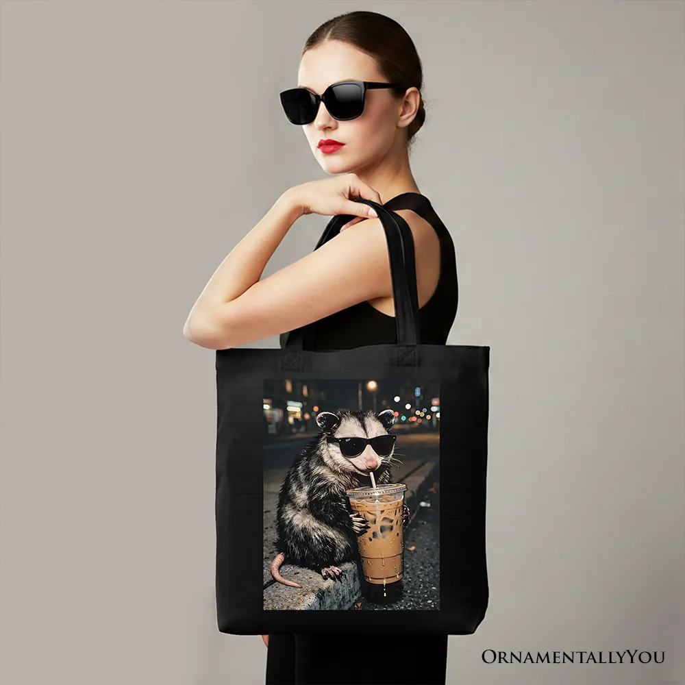 Iced Coffee Opossum Tote Bag, Funny Animal Meme Gift Shopper sold by Zulily product image thumbnail 5