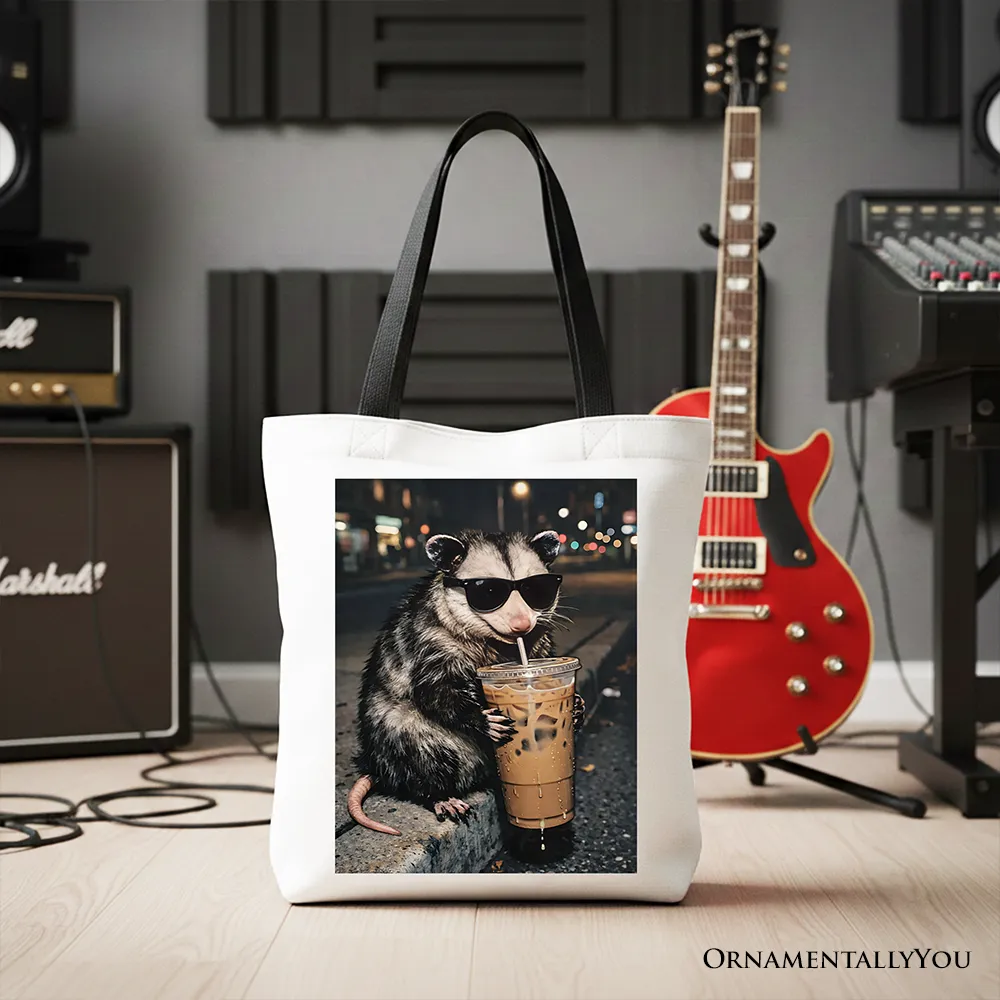 Iced Coffee Opossum Tote Bag, Funny Animal Meme Gift Shopper sold by Zulily product image thumbnail 4