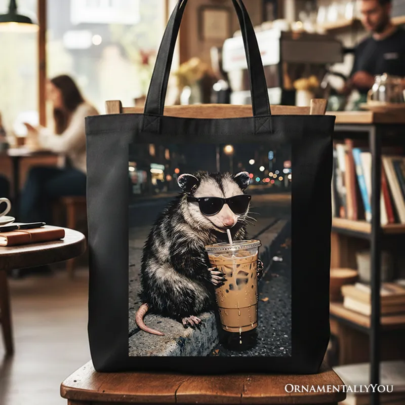 Iced Coffee Opossum Tote Bag, Funny Animal Meme Gift Shopper made by Zulily