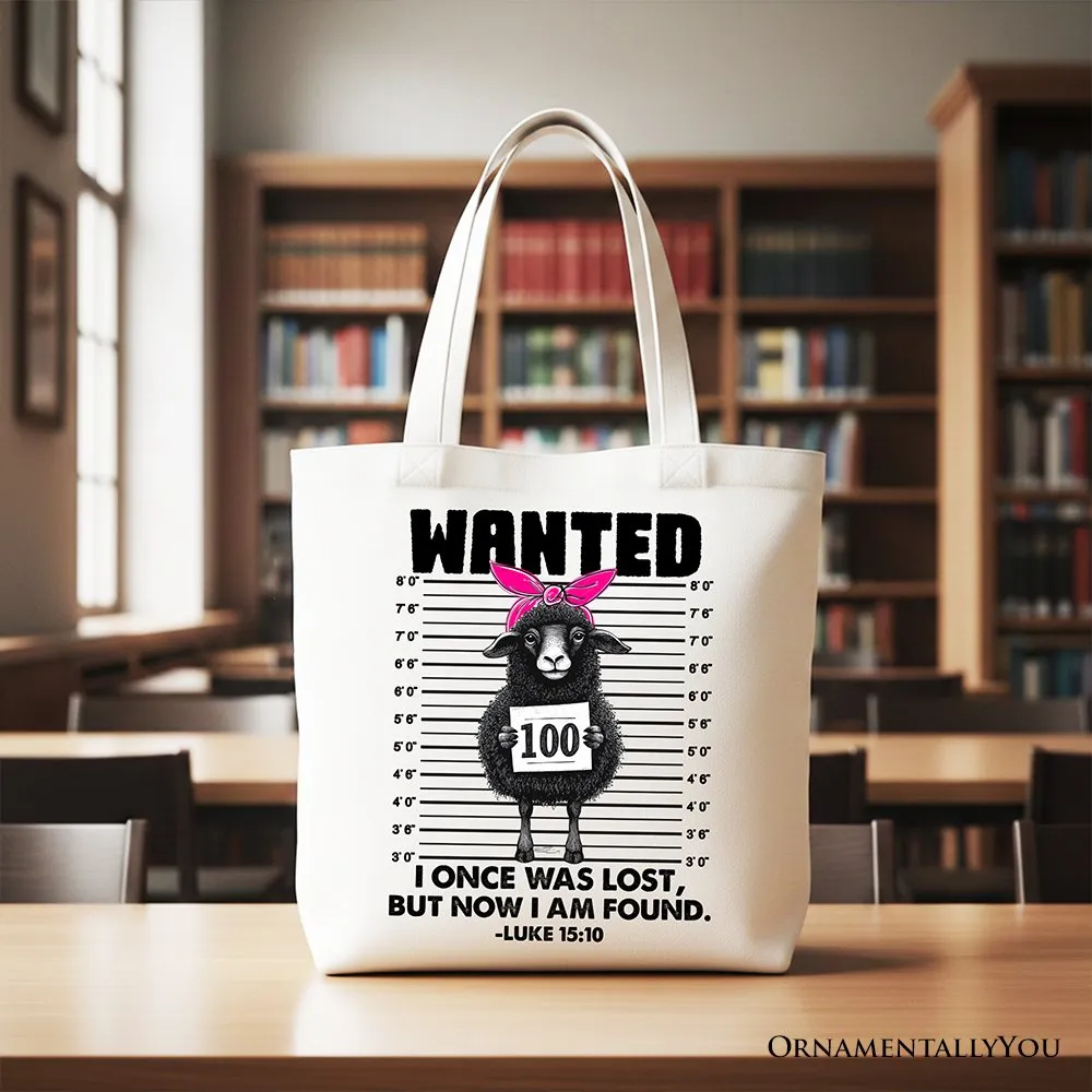 I Once Was Lost But Now I Am Found Luke 15:10 Christian Tote Bag, Wanted Black Sheep Gift Shopper sold by Zulily product image thumbnail 4