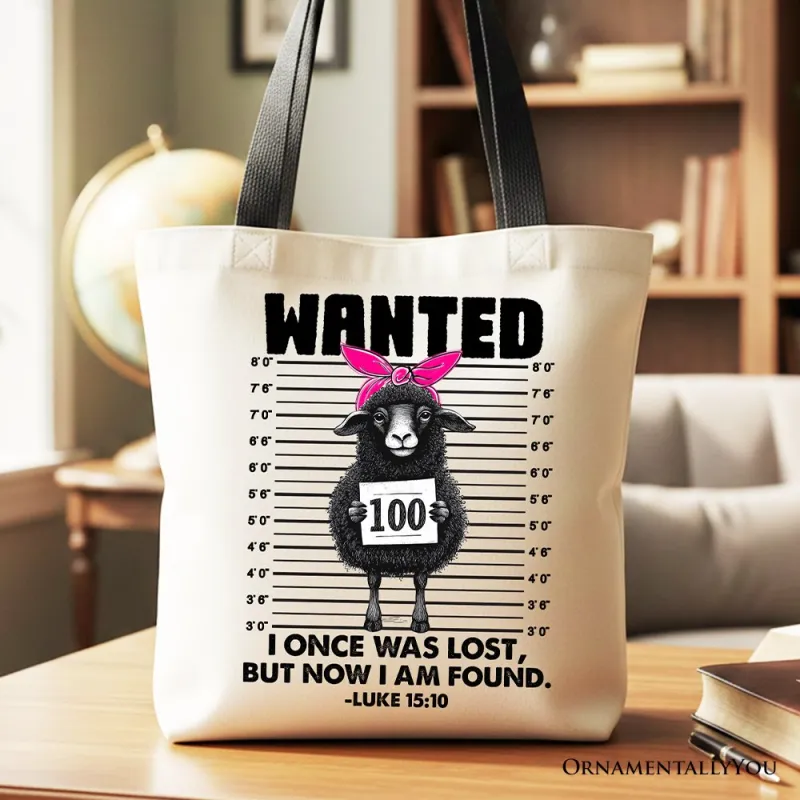 I Once Was Lost But Now I Am Found Luke 15:10 Christian Tote Bag, Wanted Black Sheep Gift Shopper made by Zulily