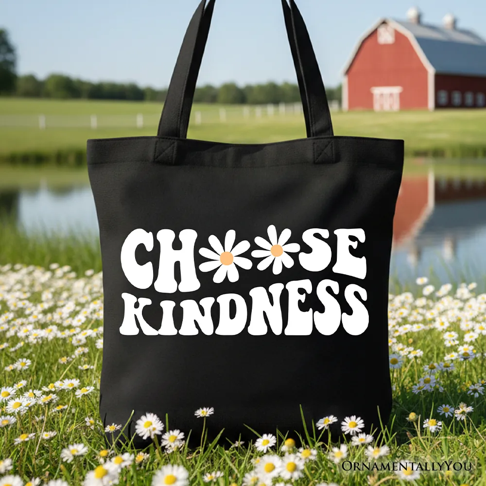 Choose Kindness Daisies Tote Bag, Retro Groovy Positive Quote Gift Shopper sold by Zulily
