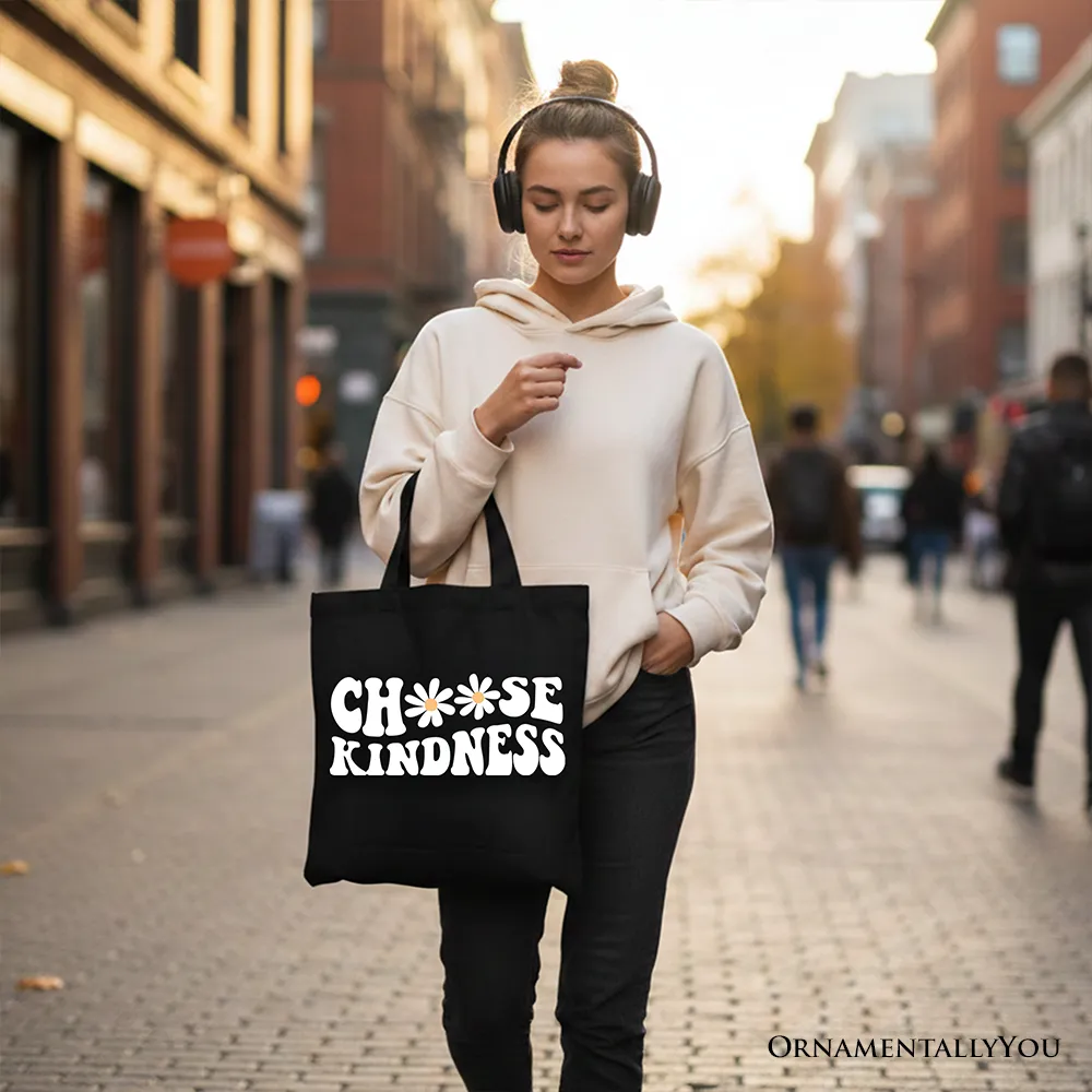 Choose Kindness Daisies Tote Bag, Retro Groovy Positive Quote Gift Shopper sold by Zulily product image thumbnail 5