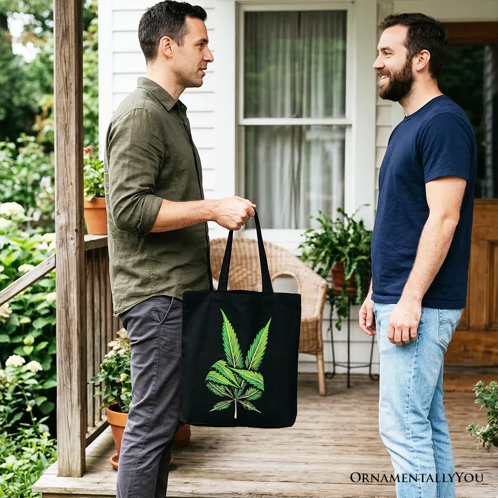 Weed Leaf Peace Sign Tote Bag, Funny 420 Stoner Gift Shopper sold by Zulily product image thumbnail 5