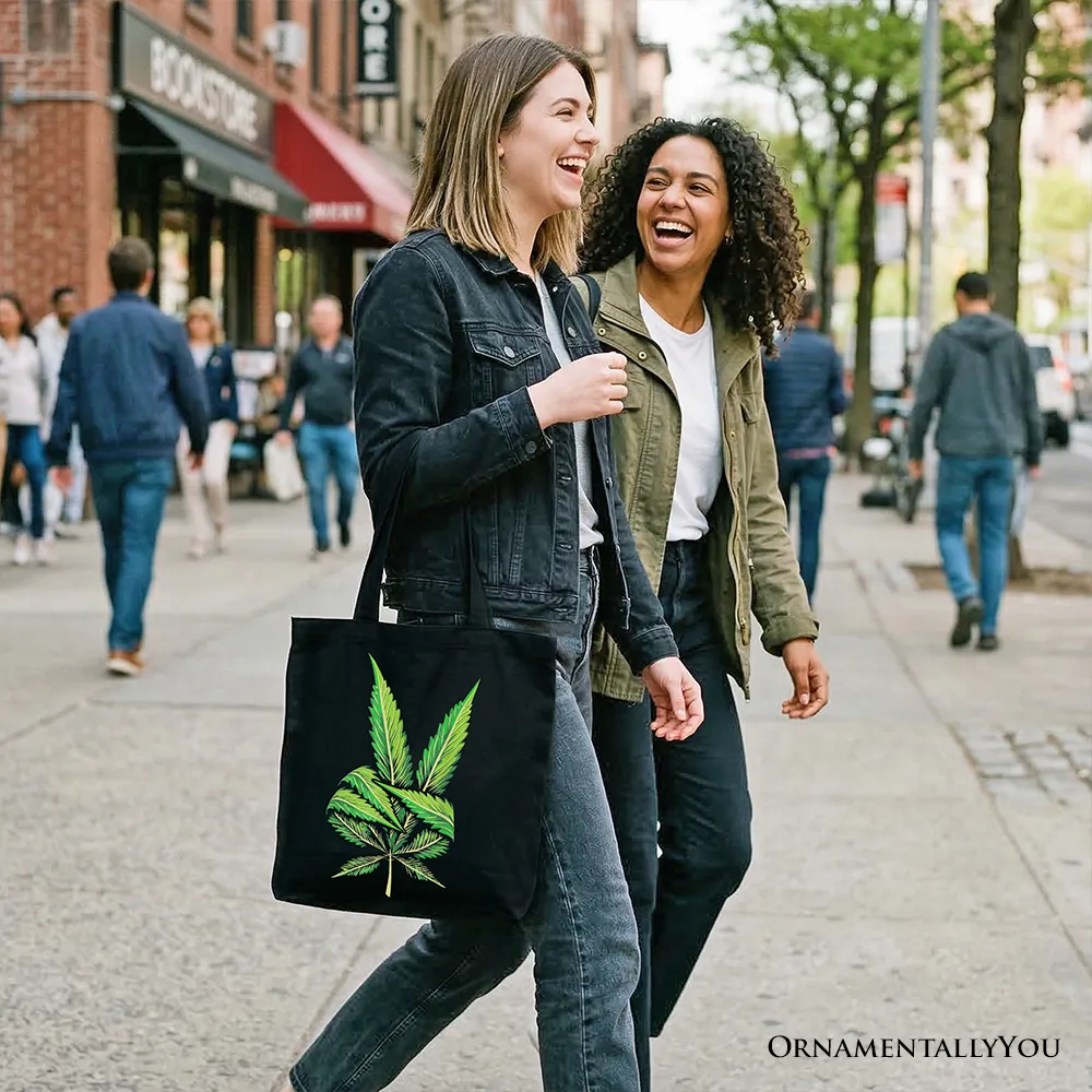 Weed Leaf Peace Sign Tote Bag, Funny 420 Stoner Gift Shopper sold by Zulily product image thumbnail 4