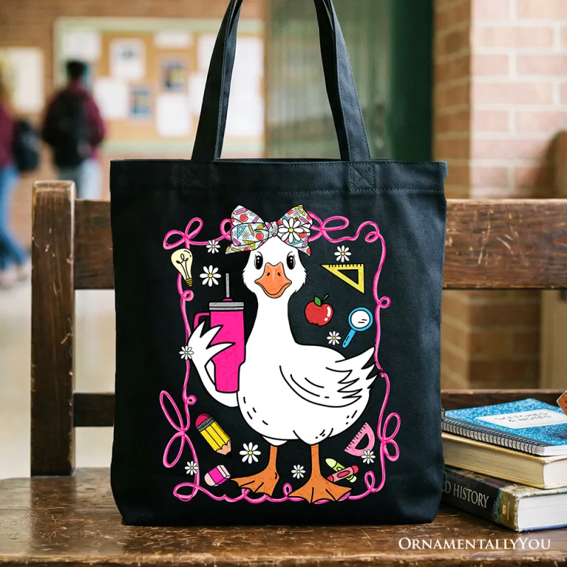 Coquette Teacher Goose Tote Bag, Funny Classroom Gift Shopper for Educators made by Zulily