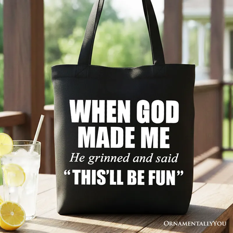 When God Made Me Christian Tote Bag, Funny Faith Gift Shopper made by Zulily