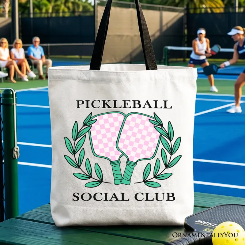 Pickleball Social Club Tote Bag, Cute Retro Girly Sporty Gift Shopper made by Zulily