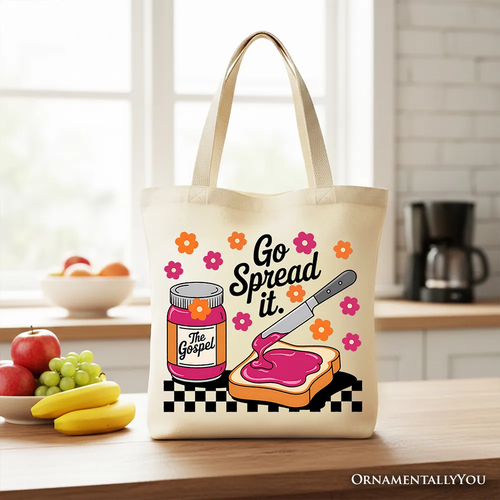 Go Spread It Christian Tote Bag, Cute Gospel Jam and Toast Gift Shopper sold by Zulily product image thumbnail 5