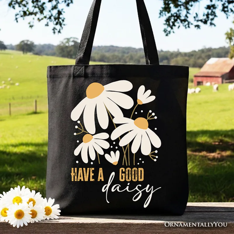 Have a Good Daisy Tote Bag, Floral Gift Shopper with Positive Retro Vibes made by Zulily