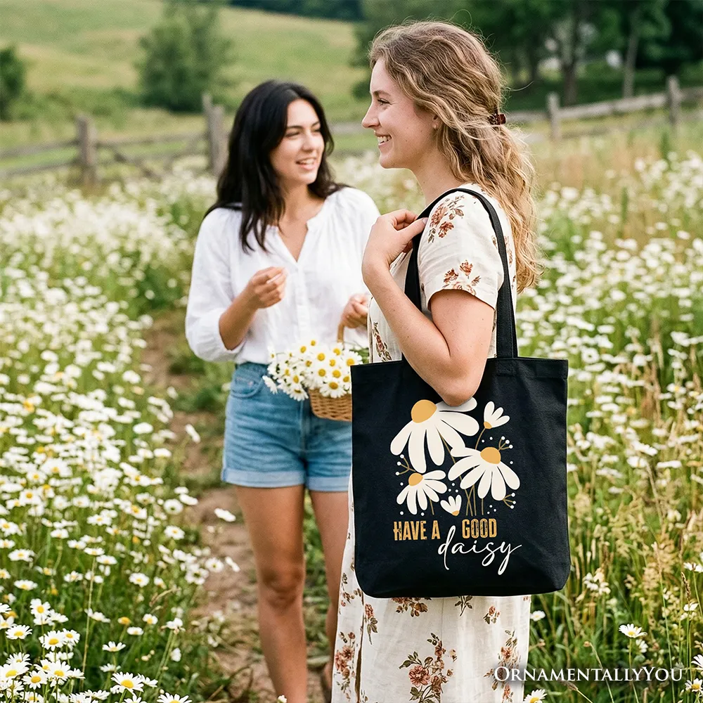 Have a Good Daisy Tote Bag, Floral Gift Shopper with Positive Retro Vibes sold by Zulily product image thumbnail 5