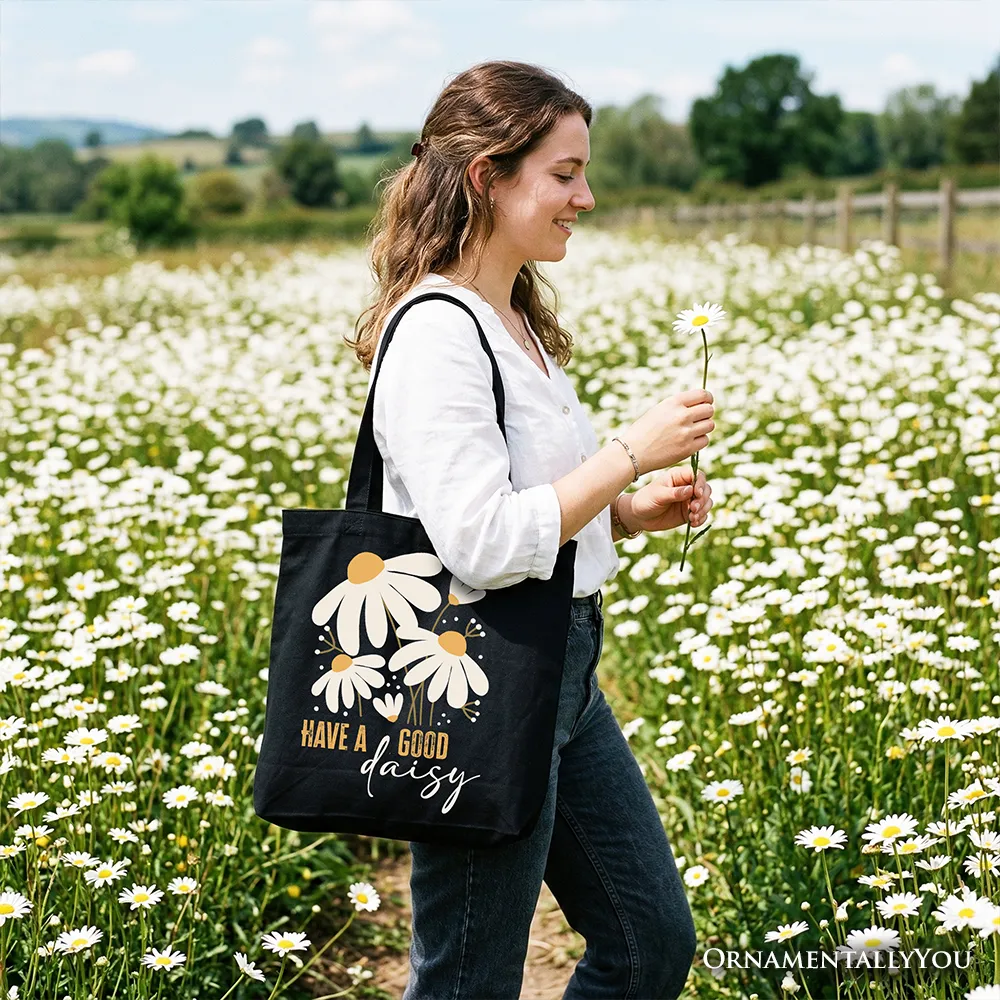 Have a Good Daisy Tote Bag, Floral Gift Shopper with Positive Retro Vibes sold by Zulily product image thumbnail 4