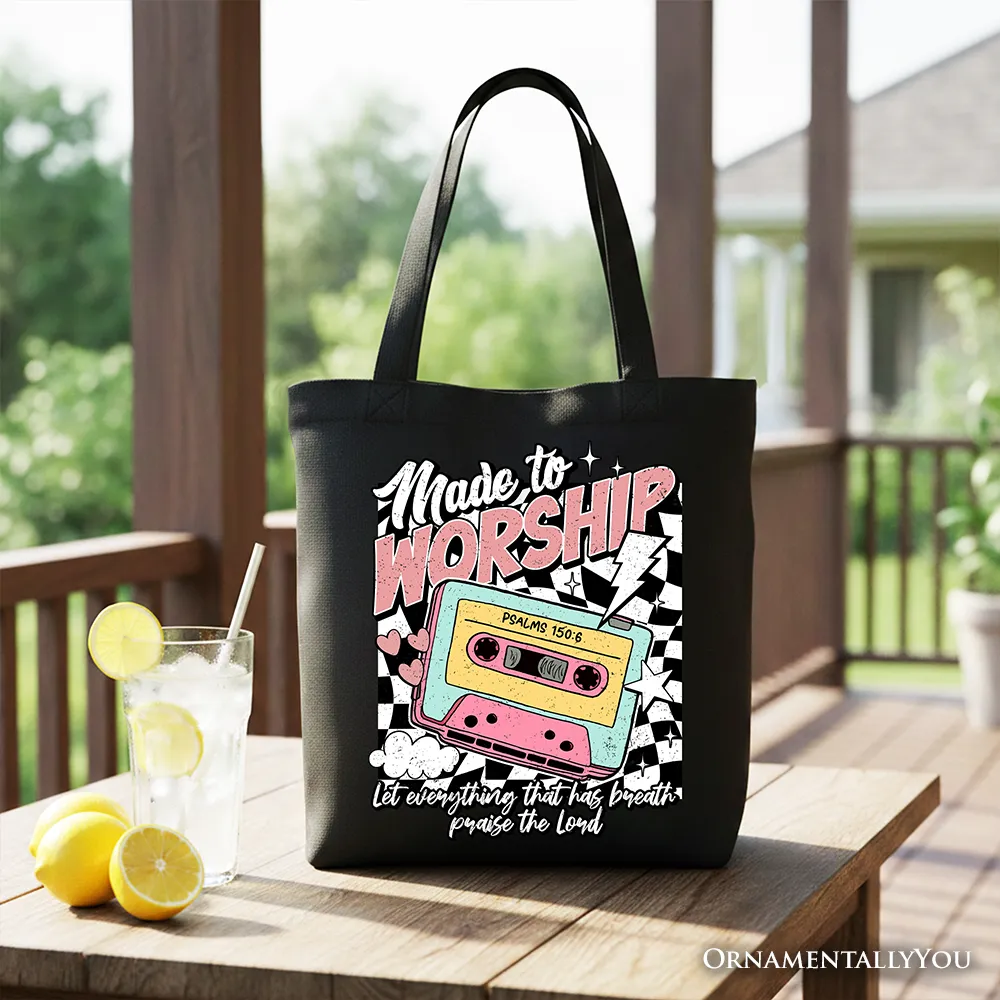 Made to Worship Christian Retro Tote Bag, Psalm 150:6 Bible Verse Gift Shopper sold by Zulily product image thumbnail 4