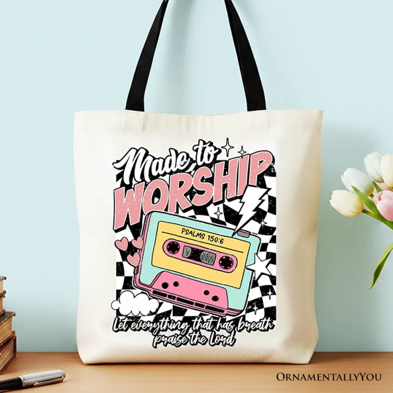 Made to Worship Christian Retro Tote Bag, Psalm 150:6 Bible Verse Gift Shopper made by Zulily