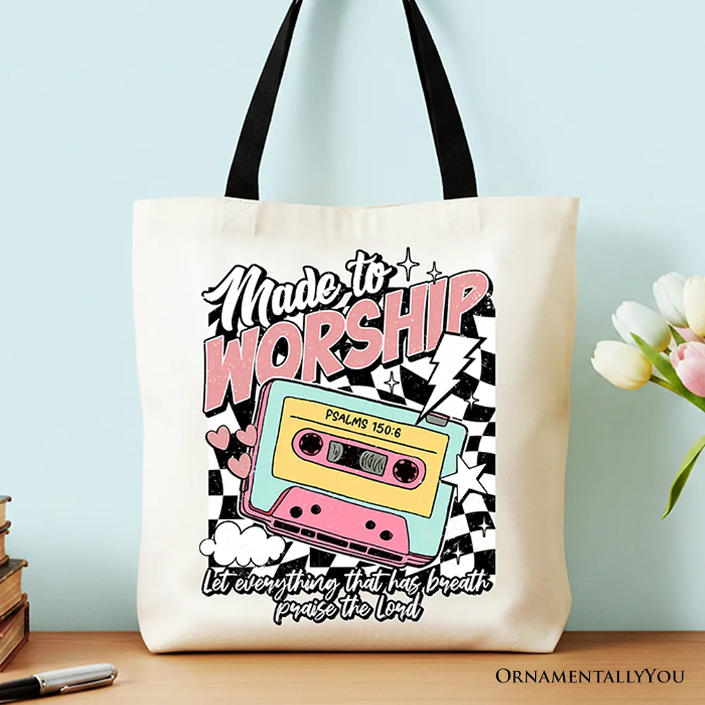Made to Worship Christian Retro Tote Bag, Psalm 150:6 Bible Verse Gift Shopper sold by Zulily