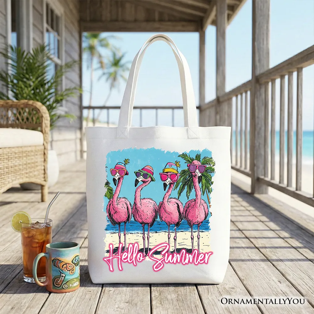 Flamingo Hello Summer Tote Bag, Tropical Beach Vacation Gift Shopper sold by Zulily product image thumbnail 4