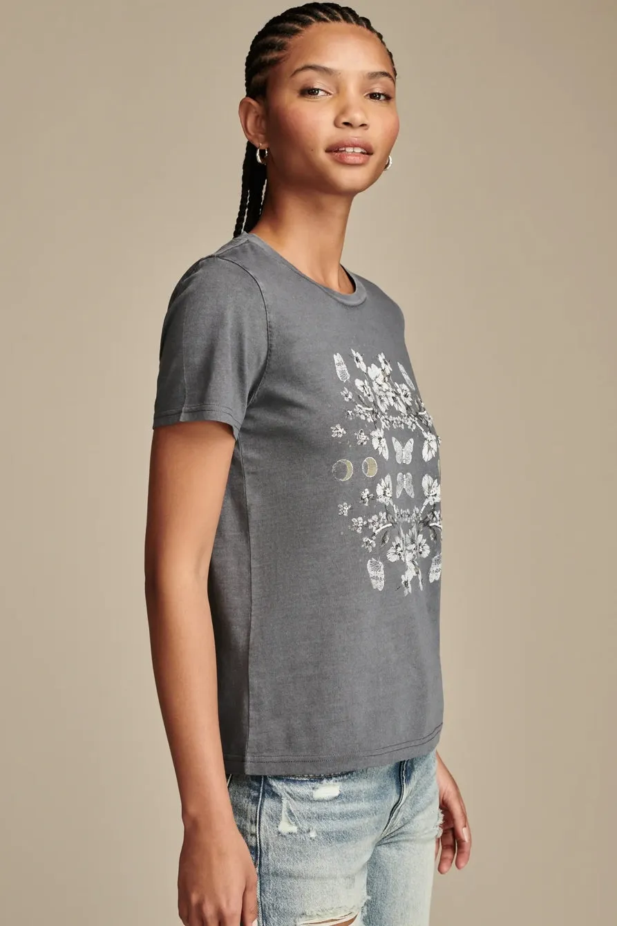 Lucky Brand Women's Mirror Floral Classic Crew - Dress Blues sold by Zulily product image thumbnail 3