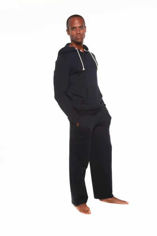 Men's Henley Style Bamboo Viscose Fleece Hoodie + Fleece Lounge Pants made by Zulily