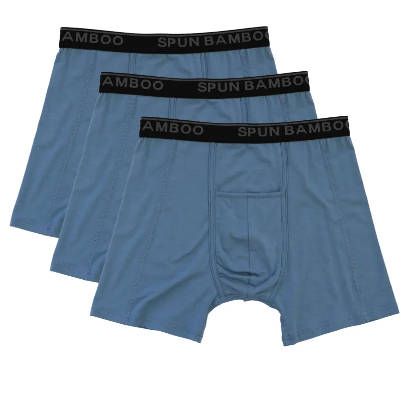 Men's Bamboo Viscose Boxer Briefs Underwear Steel Blue Color - 3-pack made by Zulily