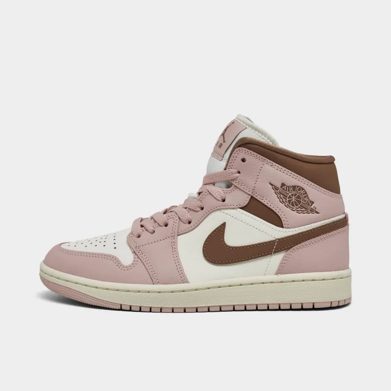 [bq6472-620] Womens Air Jordan Retro 1 Mid 'pink Oxford Brown' made by Jordan