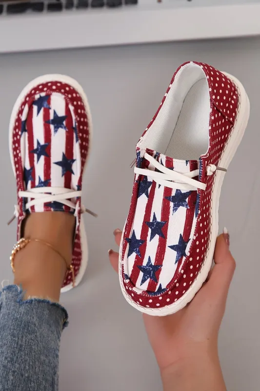 Racing Red Polka Dot Stars and Stripes Independent Day Casual Shoes made by Zulily