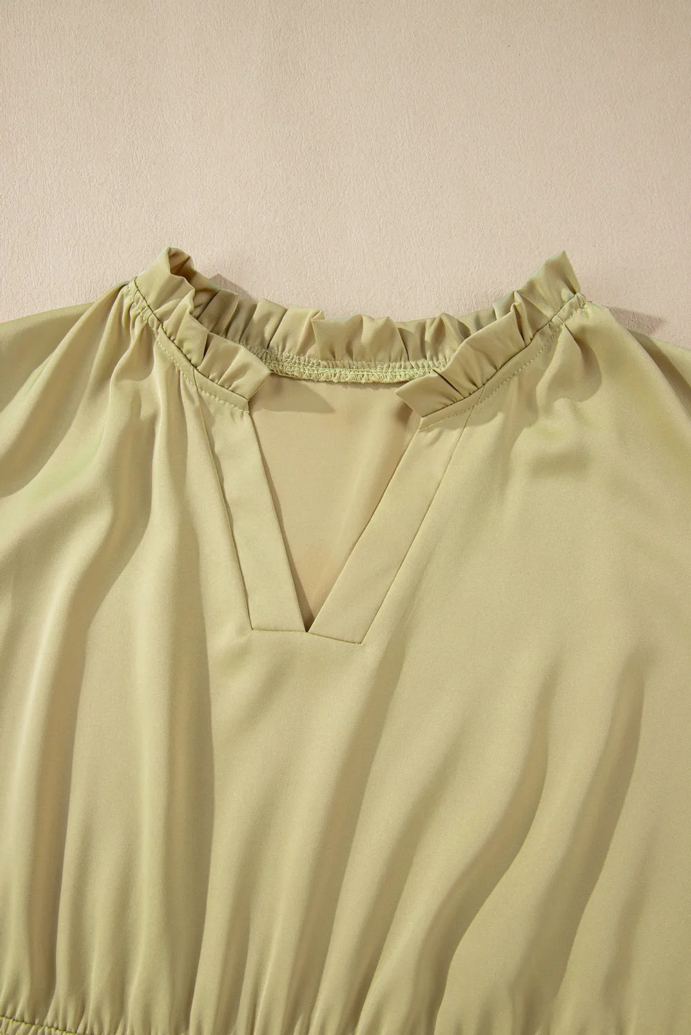 Laurel Green Notched V Neck Puff Sleeve Plus Size Maxi Dress sold by Zulily product image thumbnail 3