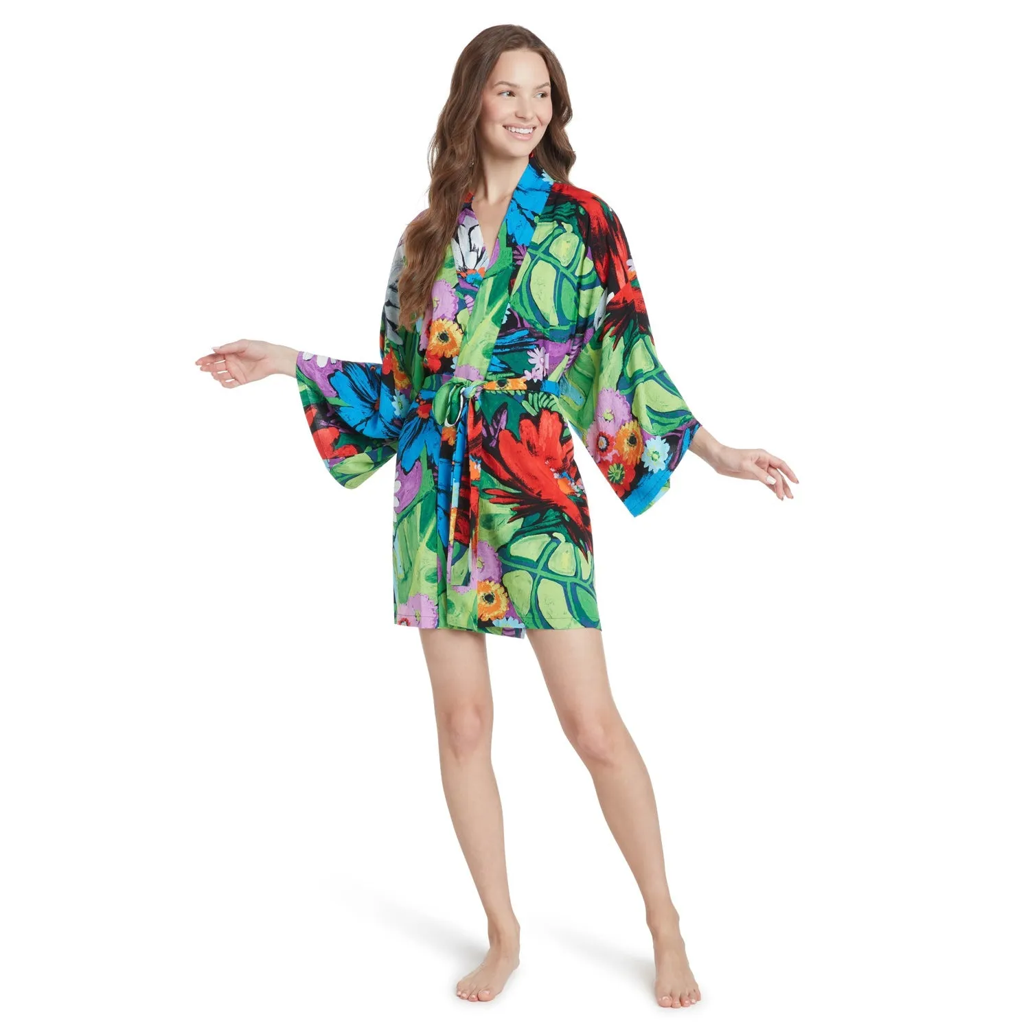 Short Kimono Robe - Flower Vibes sold by Zulily product image thumbnail 2
