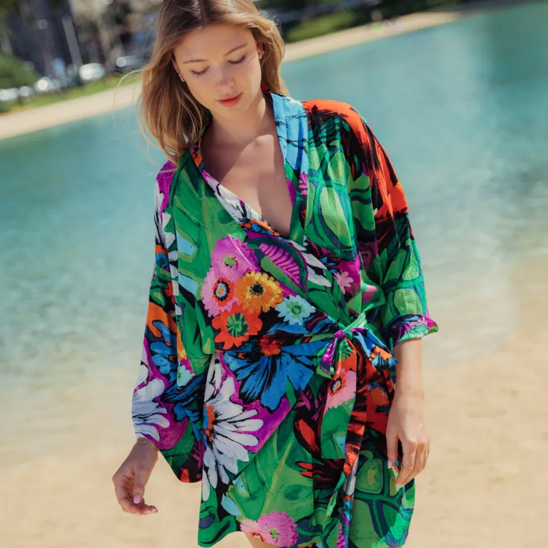 Short Kimono Robe - Flower Vibes made by Zulily