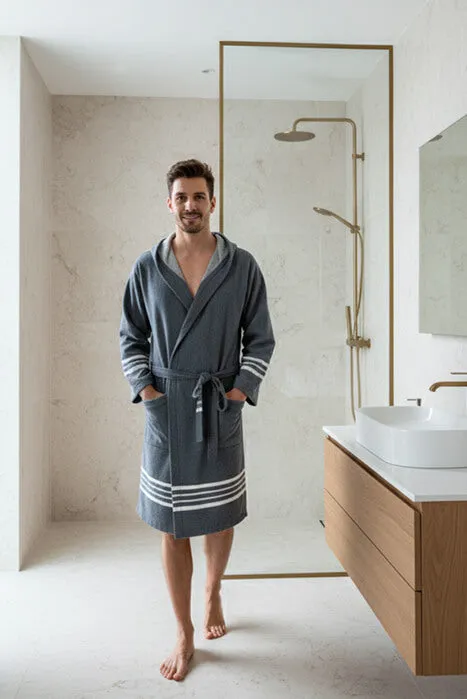 Organic Turkish Cotton Short Bathrobe with Hood – Lightweight Robe sold by Zulily product image thumbnail 2