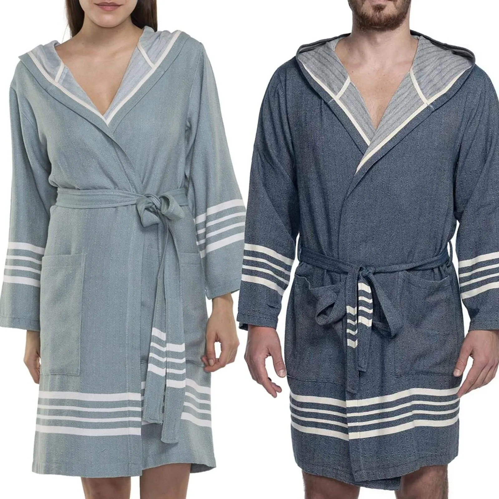 Organic Turkish Cotton Short Bathrobe with Hood – Lightweight Robe sold by Zulily product image thumbnail 3