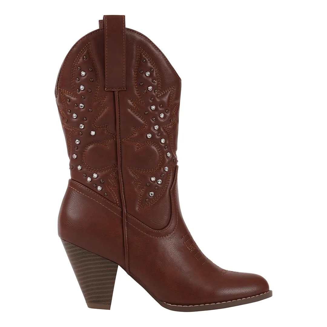 Beth Cognac Booties with Rhinestones sold by Zulily product image thumbnail 2