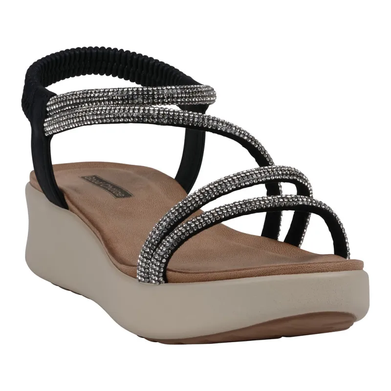 Women's Emory Black Embellished Wedge Sandals made by Zulily