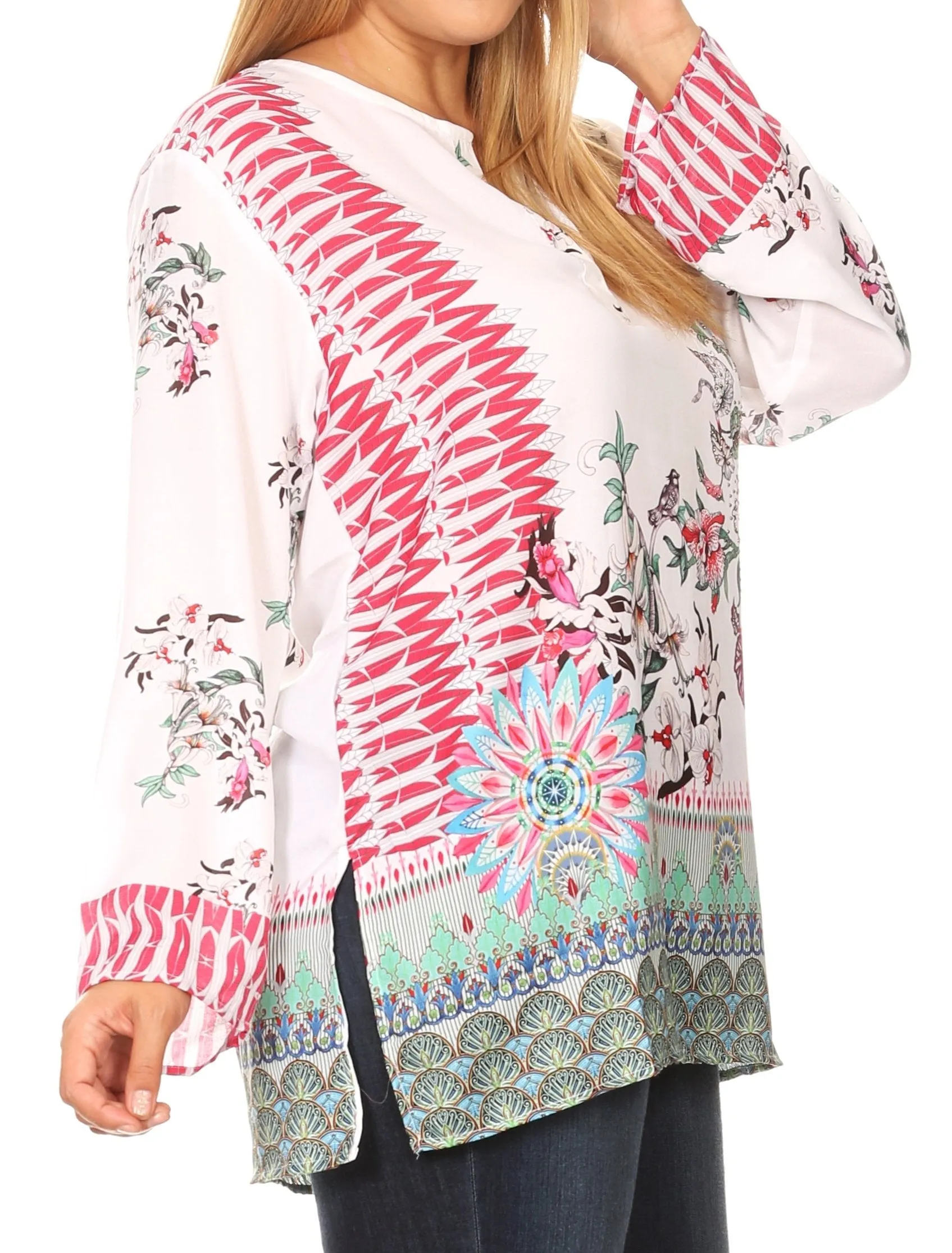 Sakkas Linea Women's Casual Floral Print Long Sleeve Swing Boho Pullover Tunic Top sold by Zulily product image thumbnail 5