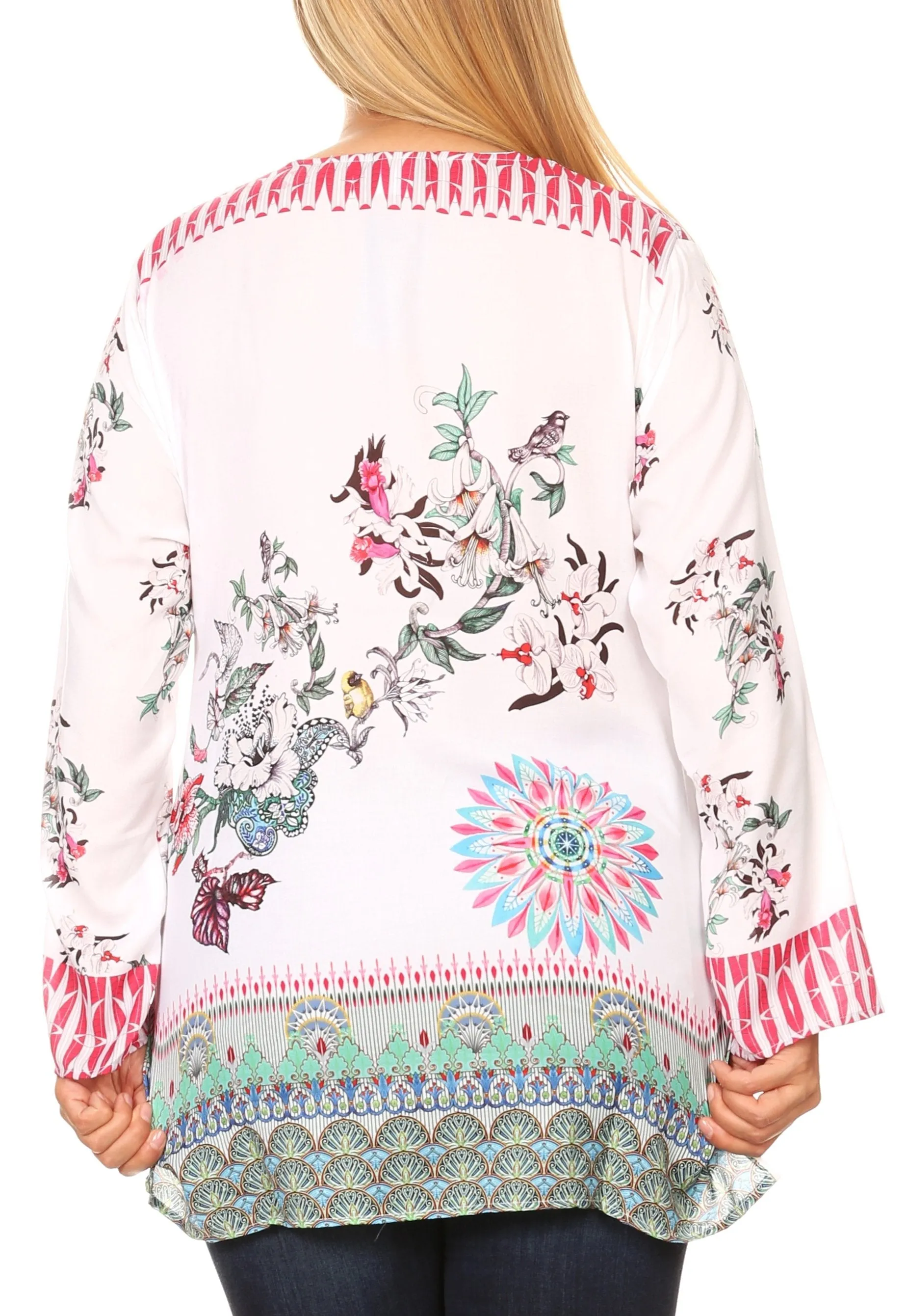 Sakkas Linea Women's Casual Floral Print Long Sleeve Swing Boho Pullover Tunic Top sold by Zulily product image thumbnail 3