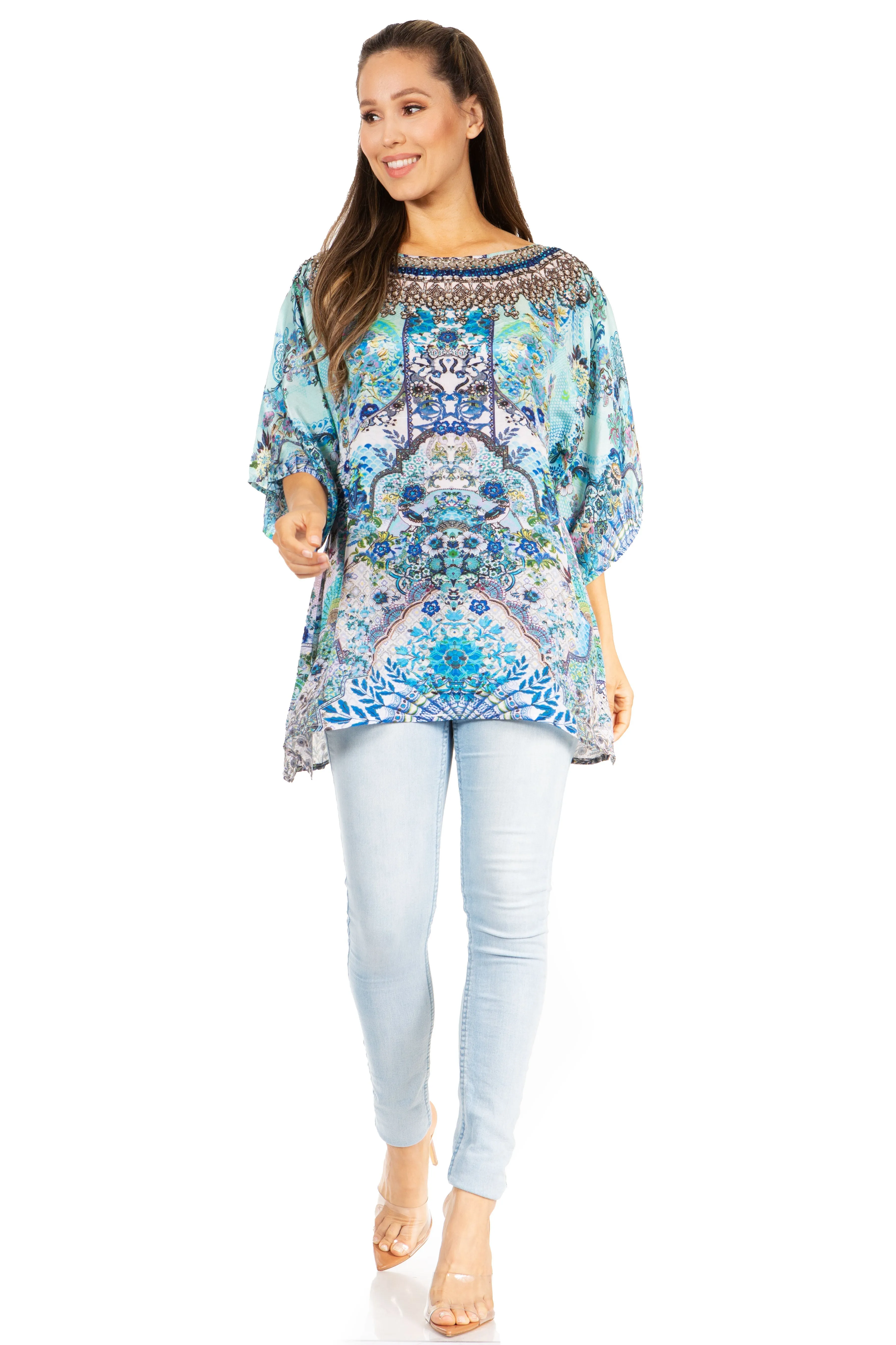 Sakkas Marina Floral Women's Blouse - Short Sleeve Tunic sold by Zulily product image thumbnail 5