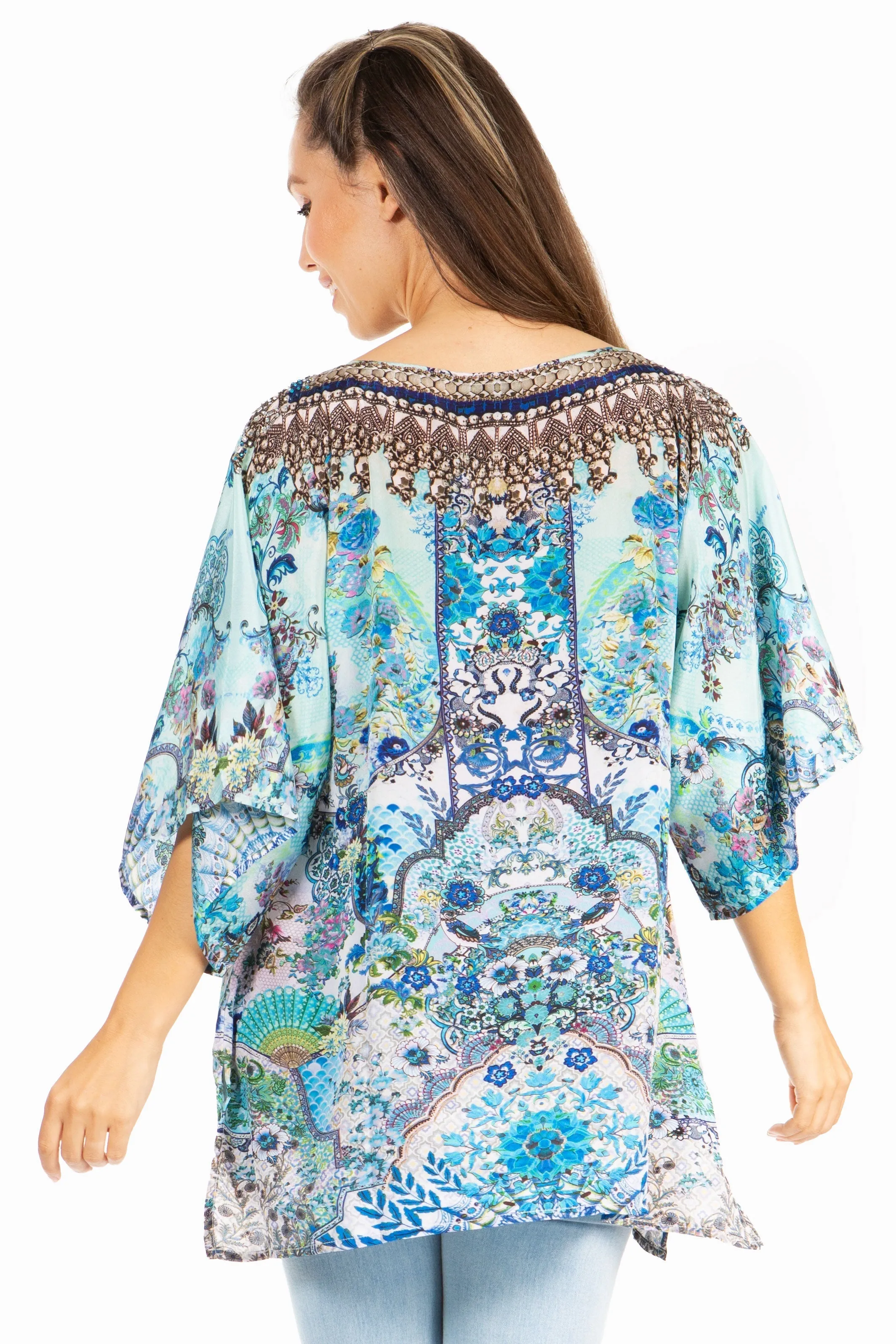 Sakkas Marina Floral Women's Blouse - Short Sleeve Tunic sold by Zulily product image thumbnail 2