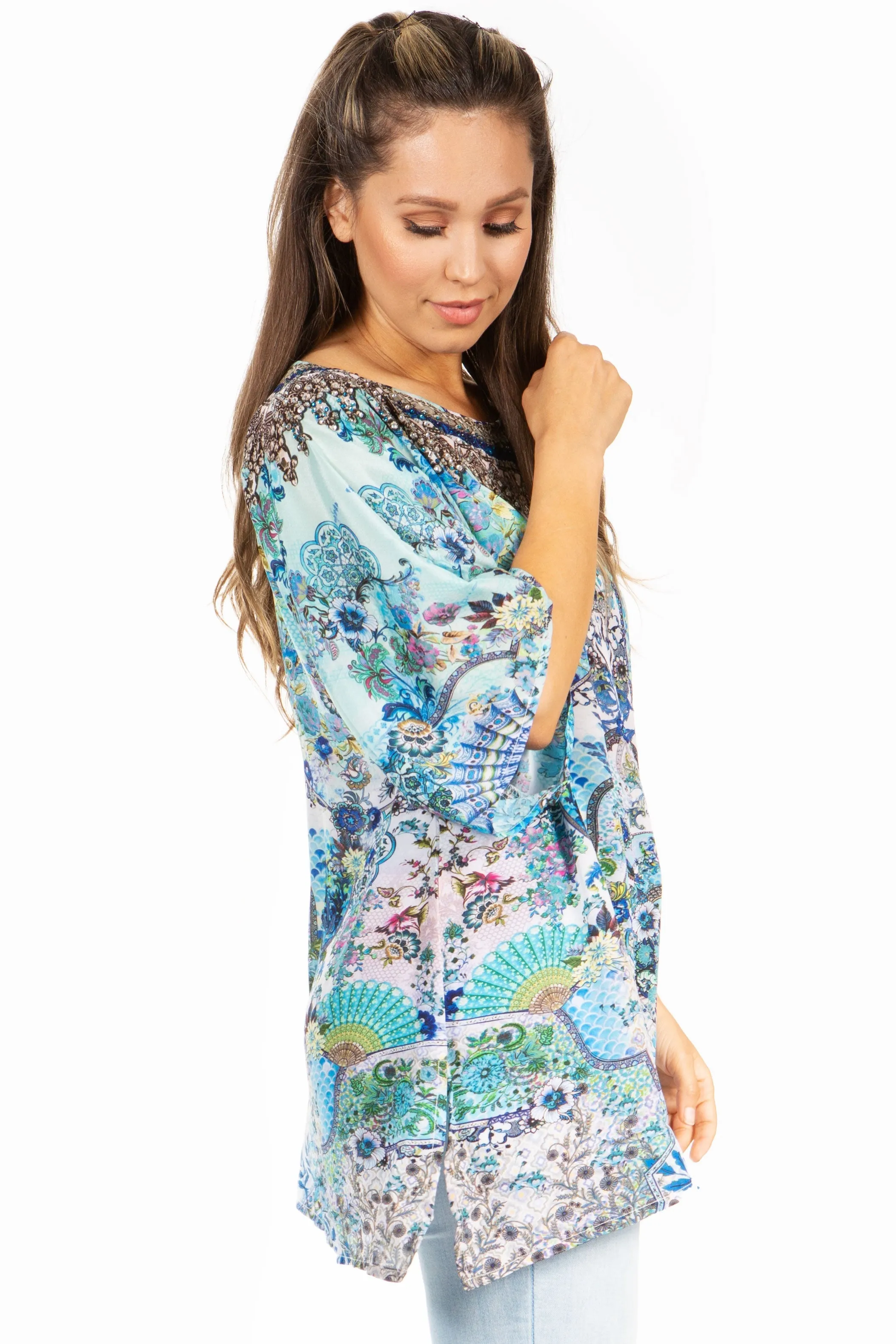 Sakkas Marina Floral Women's Blouse - Short Sleeve Tunic sold by Zulily product image thumbnail 3