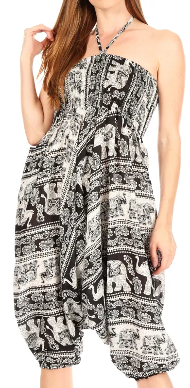 Sakkas Valdis Women's Boho Harem Loose Baggy Jumpsuit Pants Elephant Smock Elastic made by Zulily