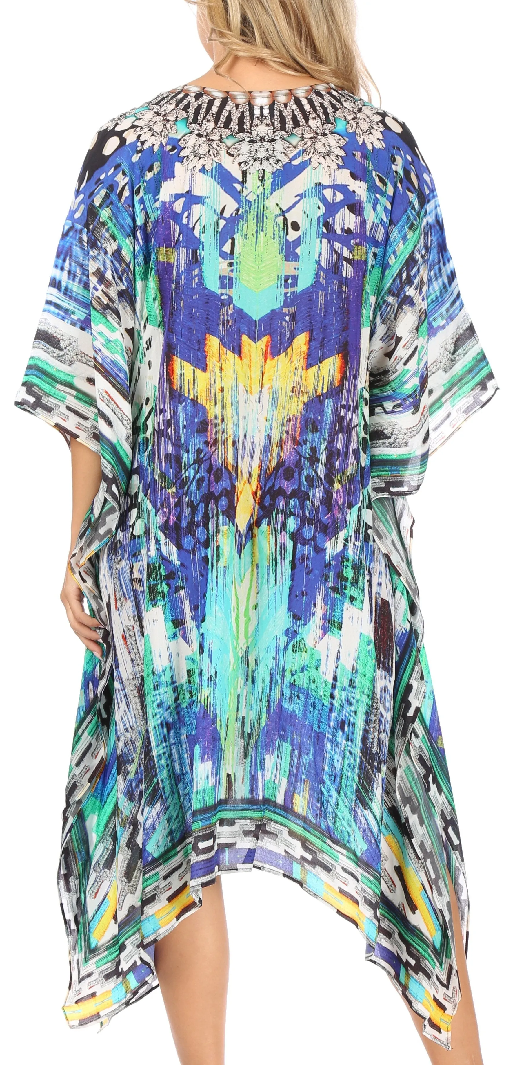 Sakkas Kristy Long Tall Lightweight Caftan Dress / Cover Up With V-Neck Jewels sold by Zulily product image thumbnail 2