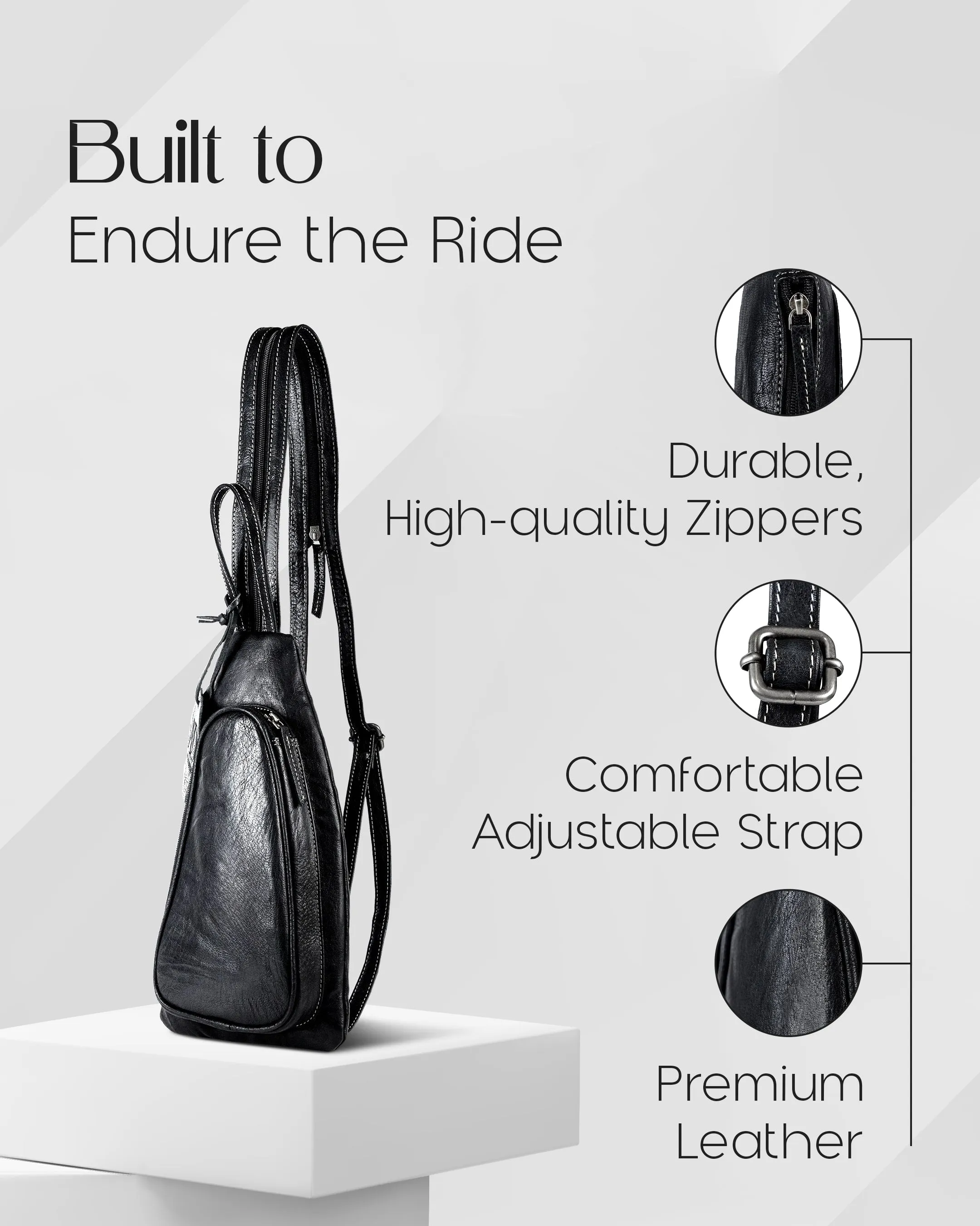 Genuine Leather Bikers Sling Bag sold by Zulily product image thumbnail 2