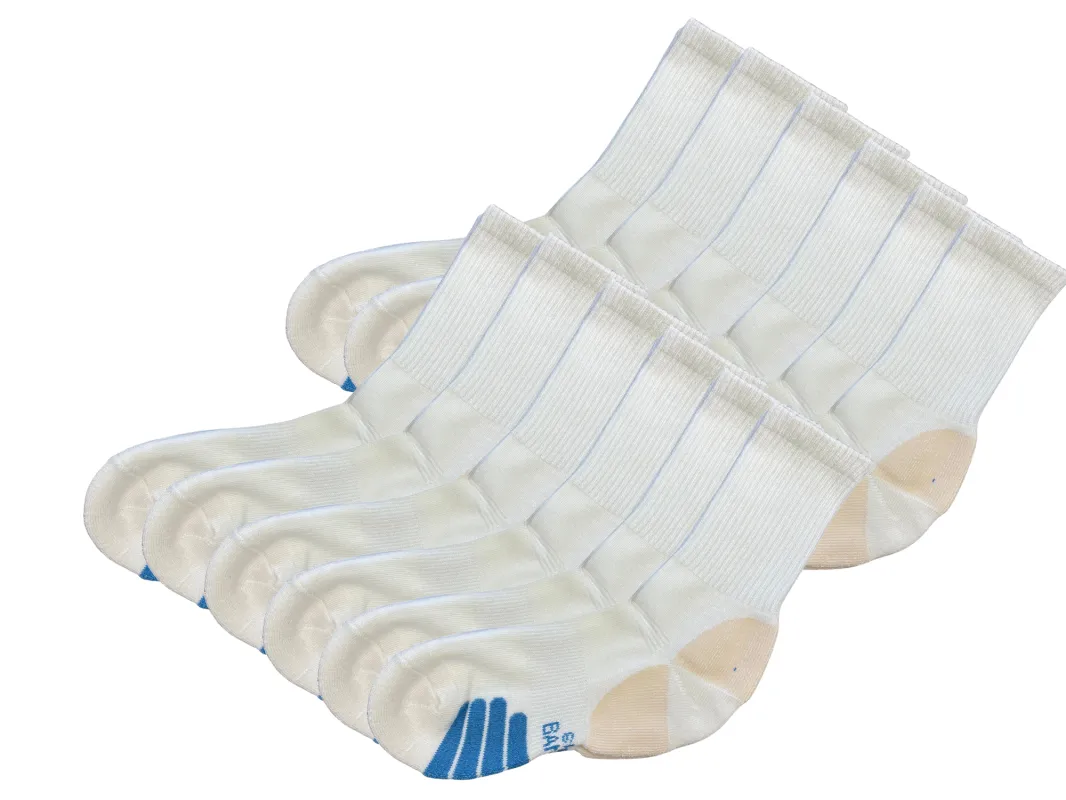 High Performance Crew Bamboo Viscose Socks Unisex White Color - 12-pack made by Zulily