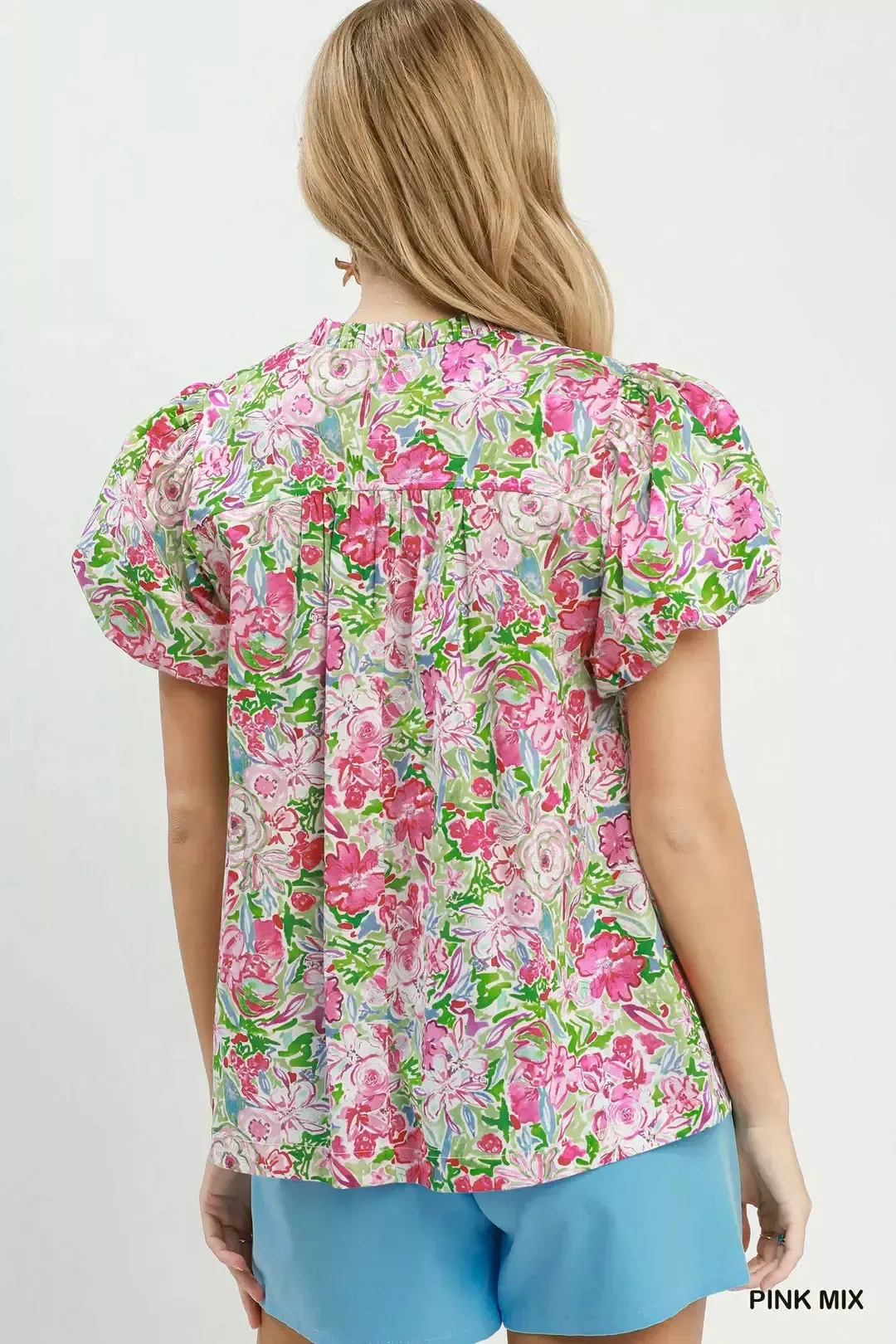 Umgee Floral Puff Sleeve Blouse sold by Zulily product image thumbnail 3