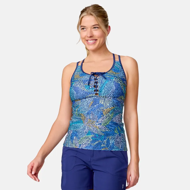 Women's Fresco Lace-Up Racerback Tankini Top made by Free Country