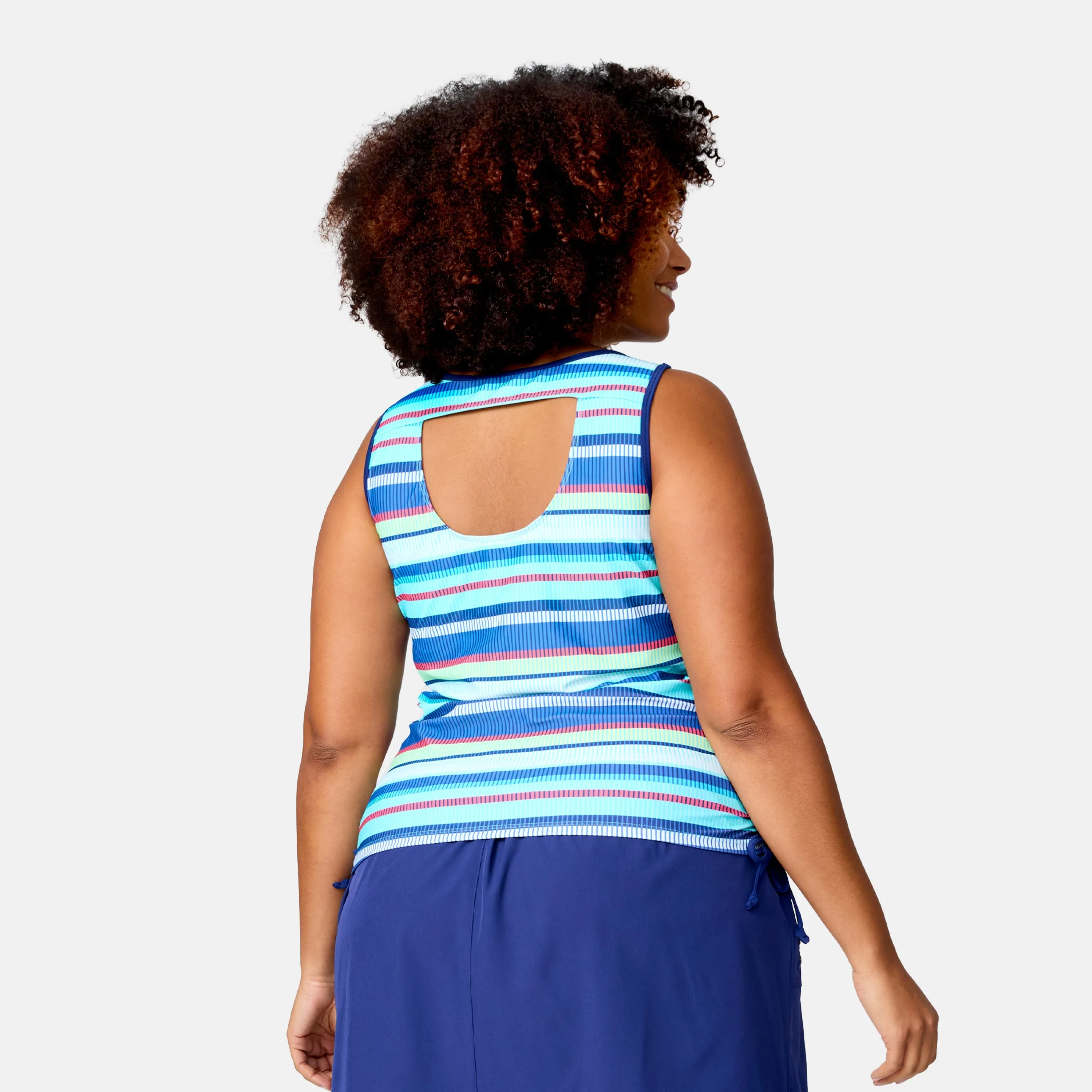 Women's Plus Size Marina Stripe Full Side Shirring Tankini Top sold by Zulily product image thumbnail 4