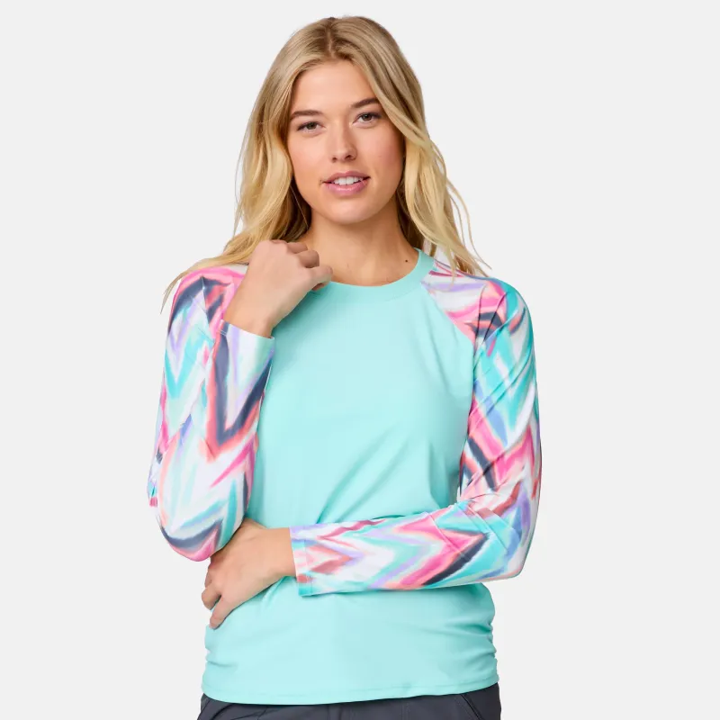 Women's Long Sleeve Swim Shirt with Built-in Bra made by Free Country