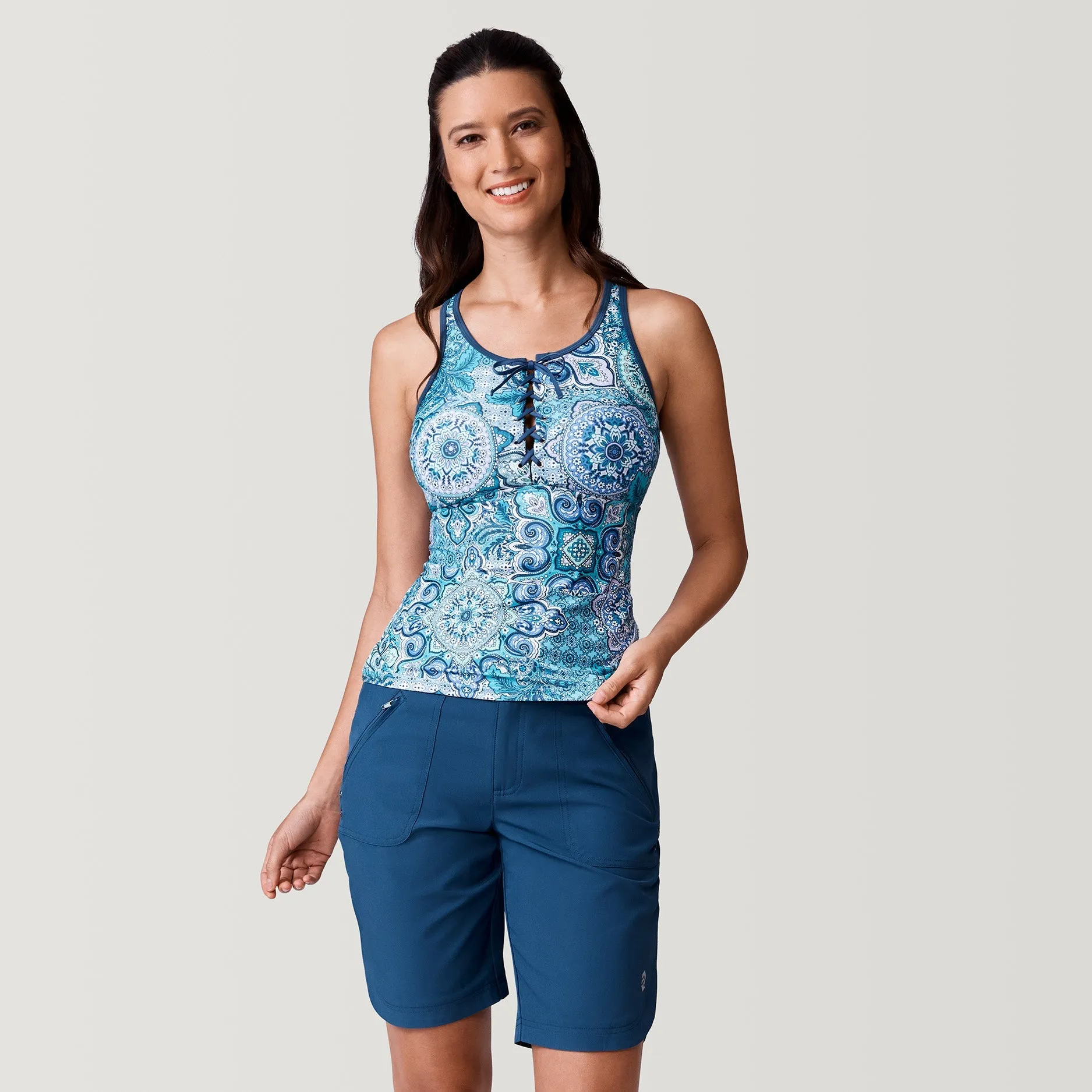 Women's Boho Medallion Lace Up Racerback Tankini Top sold by Zulily product image thumbnail 4